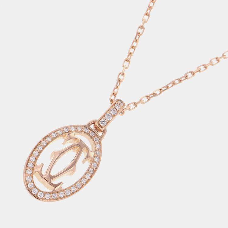 مملوكة مسبقًا Cartier Double C Diamond 18K Pink Gold Necklace