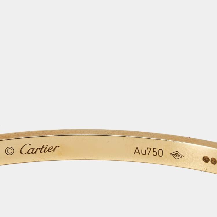 Pre Owned Cartier Love 6 Diamonds 18k Yellow Gold Small Model Bracelet 16