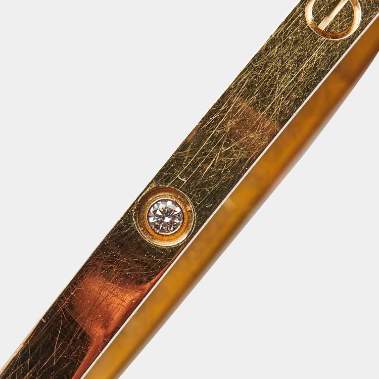 Pre Owned Cartier Love 6 Diamonds 18k Yellow Gold Small Model Bracelet 16