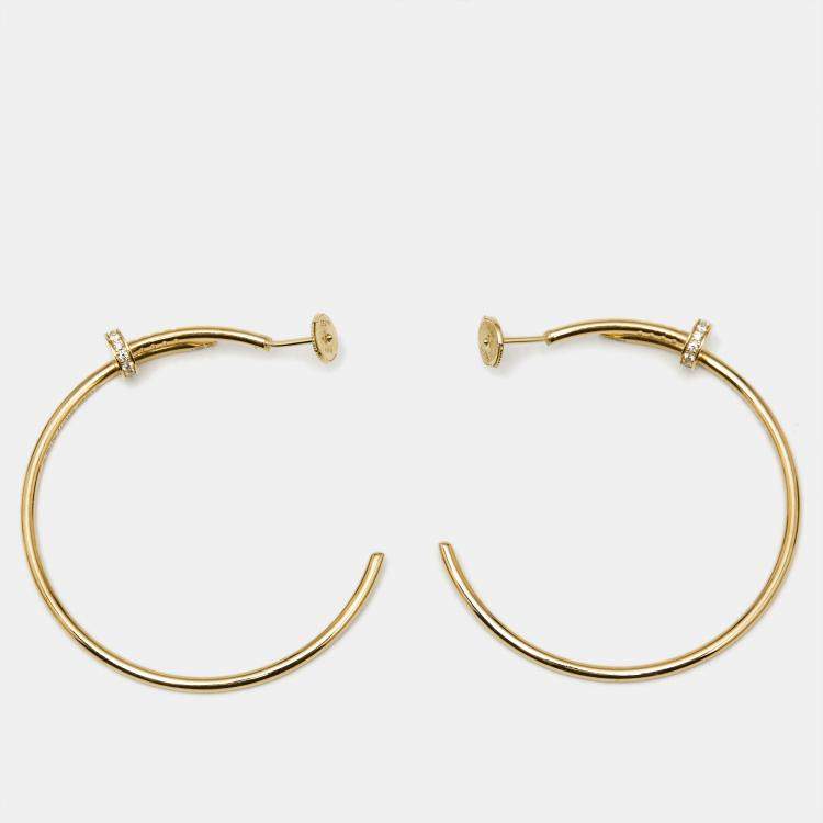 Pre Owned Cartier Diamond Juste Un Clou Diamonds 18k Yellow Gold Hoop Earrings