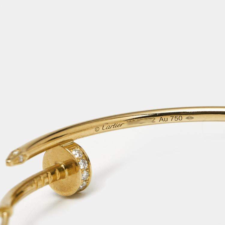 Pre Owned Cartier Diamond Juste Un Clou Diamonds 18k Yellow Gold Hoop Earrings