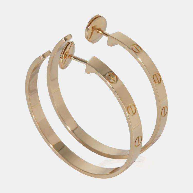 Pre Owned Cartier Love Large 18K Yellow Gold Hoop Earring