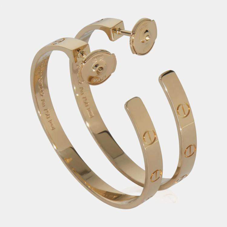 Pre Owned Cartier Love Large 18K Yellow Gold Hoop Earring