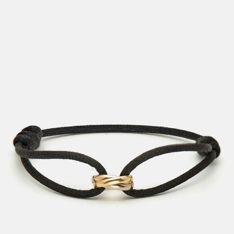 مملوكة مسبقًا Cartier Trinity 18k Three Tone Gold Black Cord Bracelet