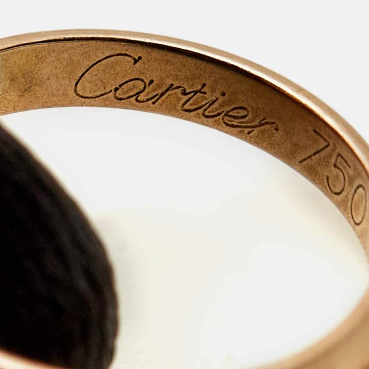 مملوكة مسبقًا Cartier Trinity 18k Three Tone Gold Black Cord Bracelet