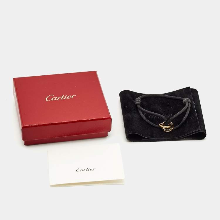 مملوكة مسبقًا Cartier Trinity 18k Three Tone Gold Black Cord Bracelet