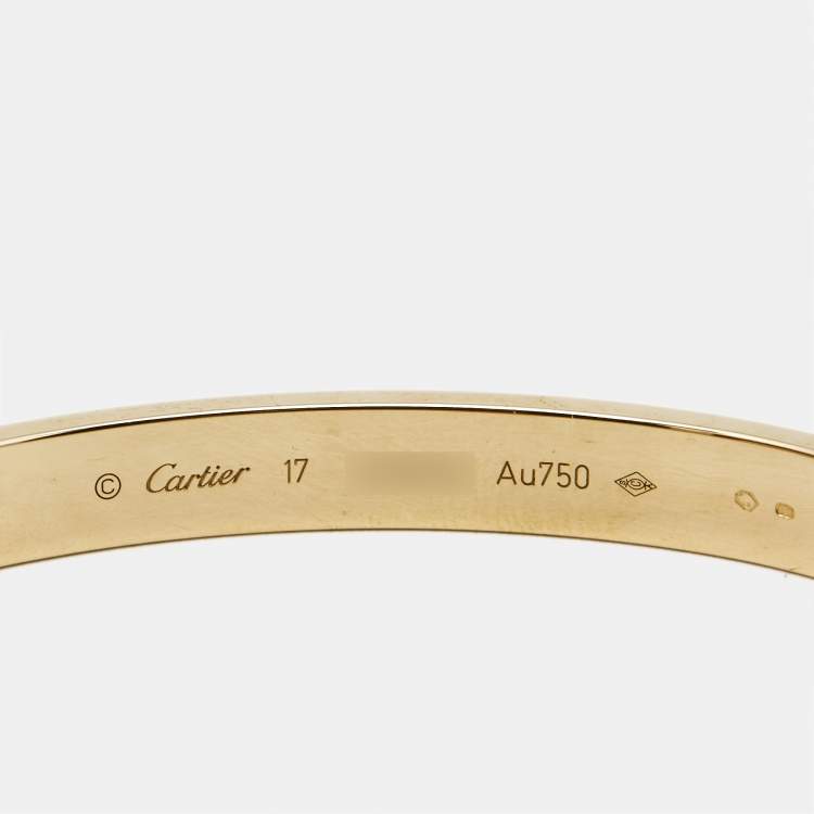 Pre Owned Cartier Love 18k Yellow Gold Classic Model Bracelet 17
