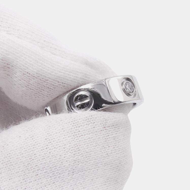 Pre Owned Cartier Love Platinum and Diamond Band Ring EU 51