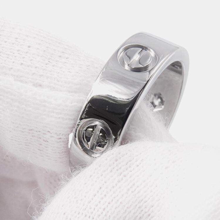 Pre Owned Cartier Love Platinum and Diamond Band Ring EU 51