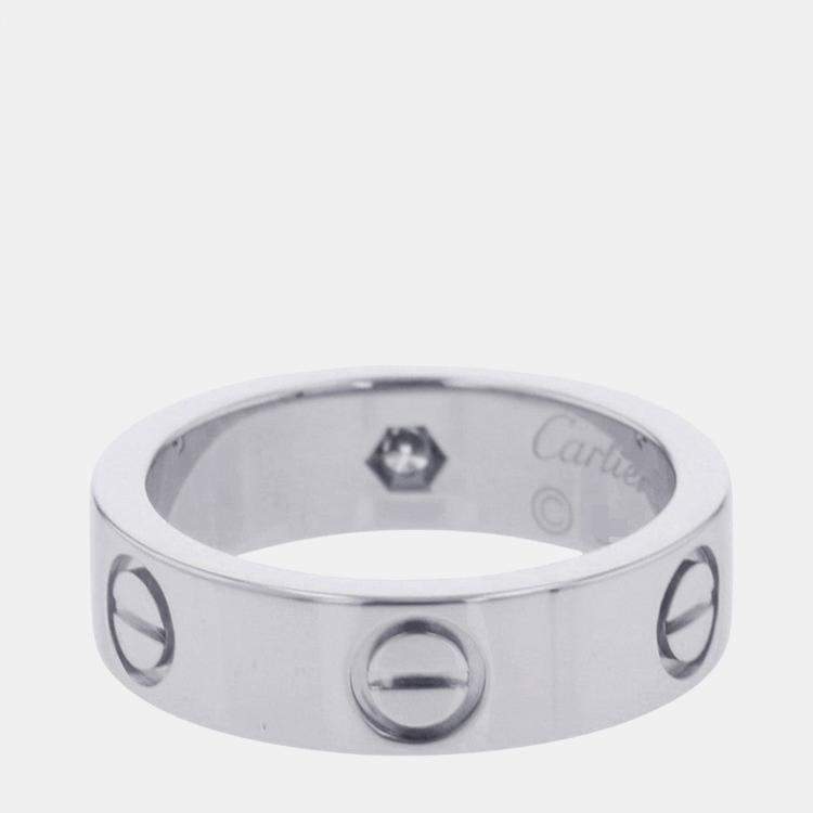 Pre Owned Cartier Love Platinum and Diamond Band Ring EU 51