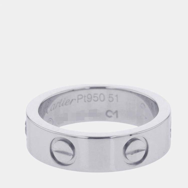 Pre Owned Cartier Love Platinum and Diamond Band Ring EU 51