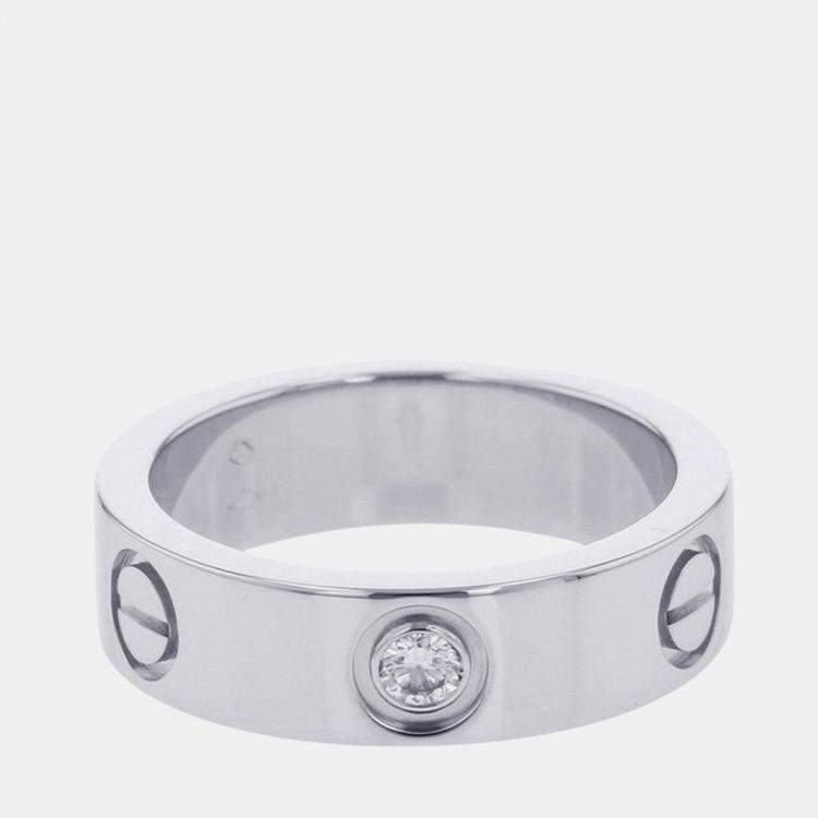 Pre Owned Cartier Love Platinum and Diamond Band Ring EU 51