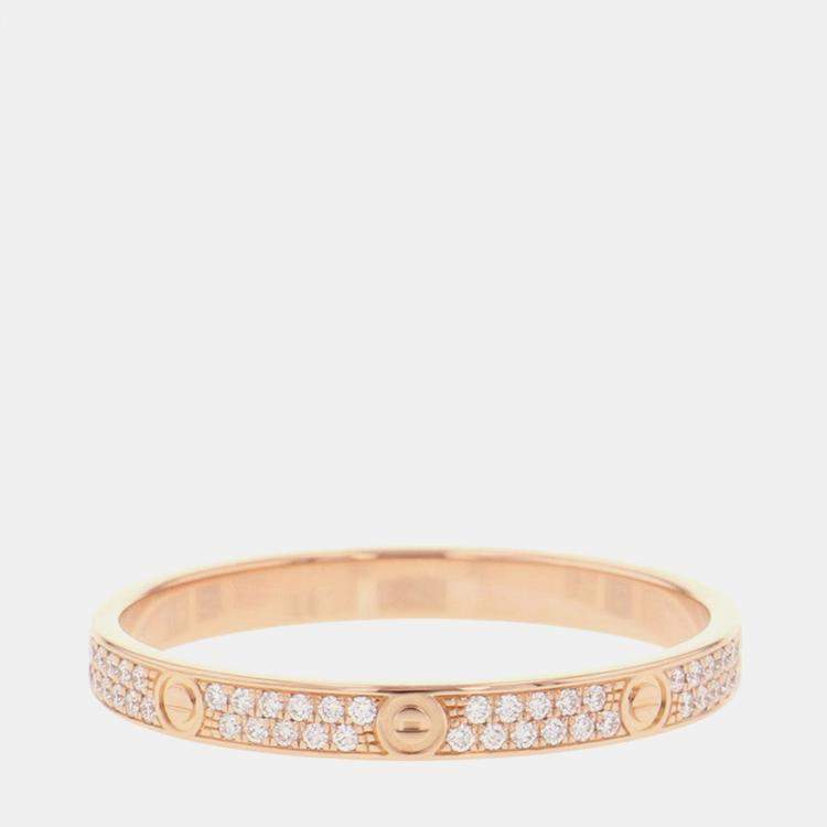 مملوكة مسبقًا Cartier Love 18K Rose Gold Diamond Band Ring EU 62