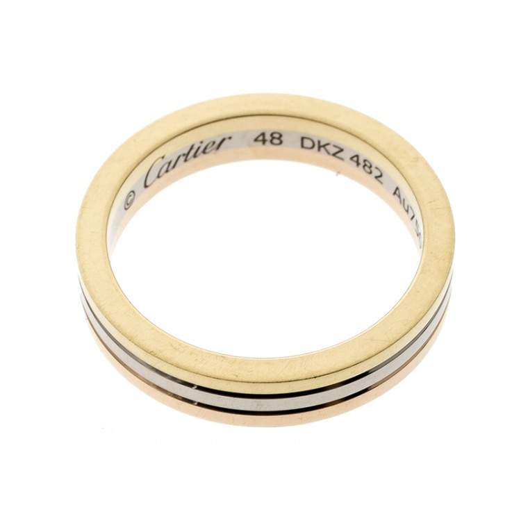 Pre Owned Cartier Trinity 18K Three Tone Gold Wedding Band Ring Size 48