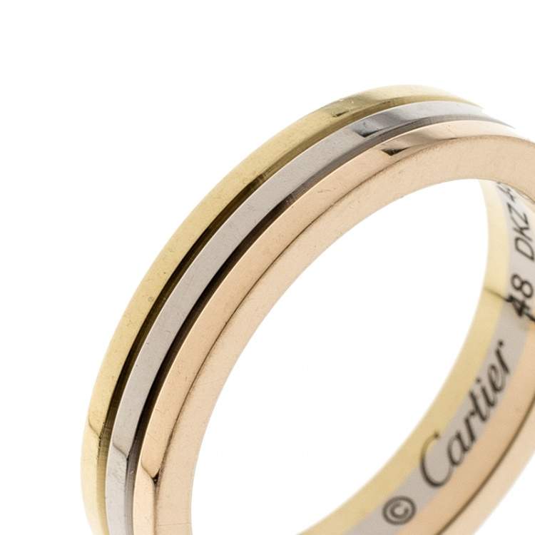 Pre Owned Cartier Trinity 18K Three Tone Gold Wedding Band Ring Size 48