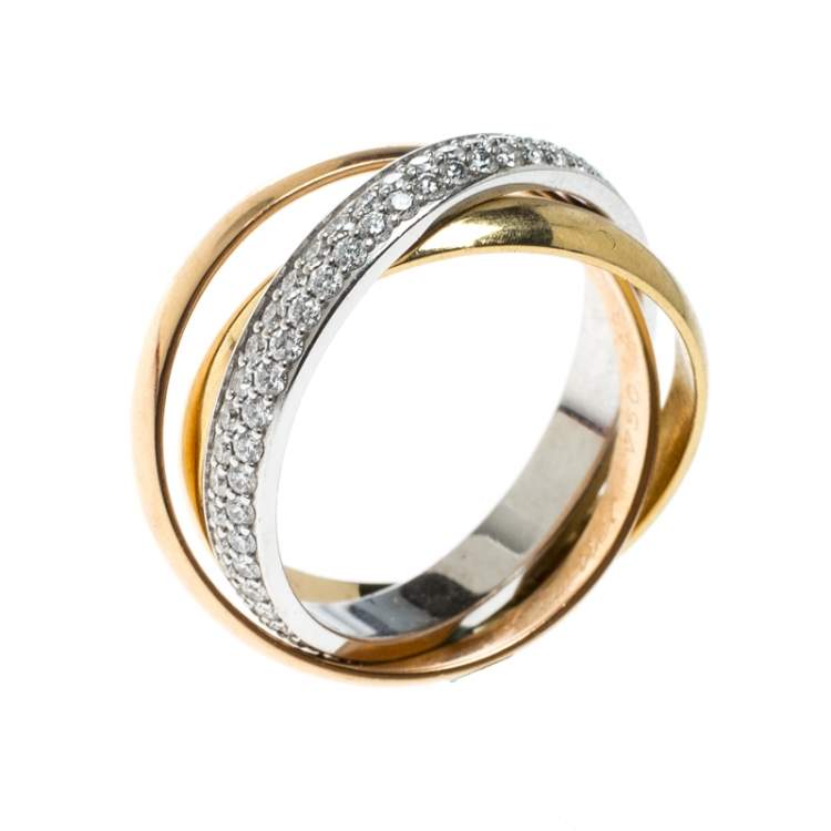 18k Three Tone Gold Rolling Ring Size 