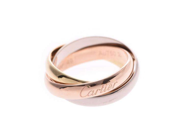 مملوكة مسبقًا Cartier Trinity De Cartier Three Tone 18k Gold Band Ring Size 49