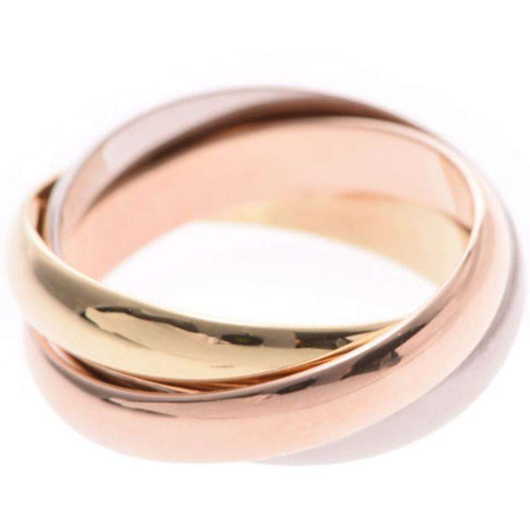 مملوكة مسبقًا Cartier Trinity De Cartier Three Tone 18k Gold Band Ring Size 49