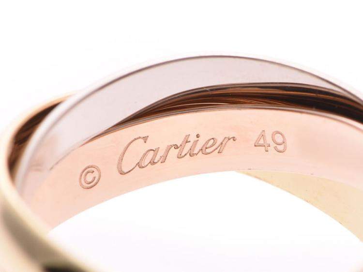 مملوكة مسبقًا Cartier Trinity De Cartier Three Tone 18k Gold Band Ring Size 49