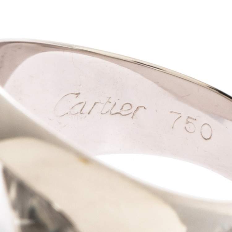Pre Owned Cartier Myst Diamond 18K White Gold Dome Ring Size 51 