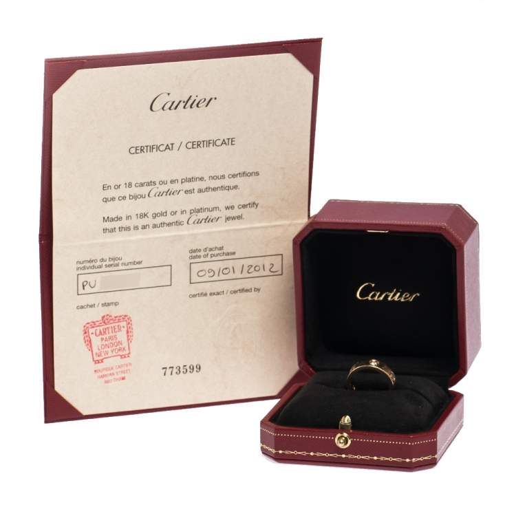 مملوكة مسبقًا Cartier Love 3 Diamond 18K Yellow Gold Band Ring Size 51