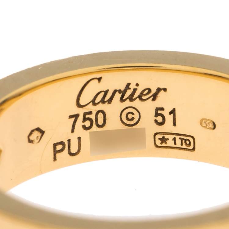 مملوكة مسبقًا Cartier Love 3 Diamond 18K Yellow Gold Band Ring Size 51