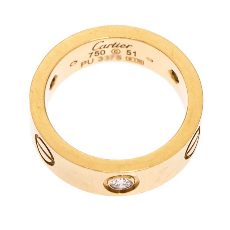 مملوكة مسبقًا Cartier Love 3 Diamond 18K Yellow Gold Band Ring Size 51