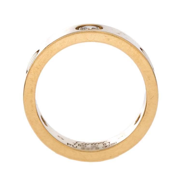 مملوكة مسبقًا Cartier Love 3 Diamond 18K Yellow Gold Band Ring Size 51