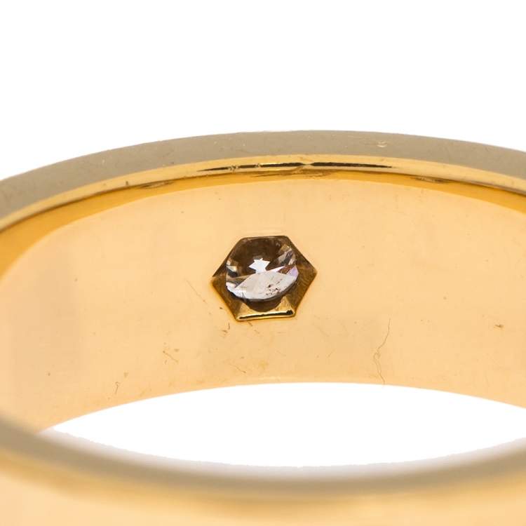مملوكة مسبقًا Cartier Love 3 Diamond 18K Yellow Gold Band Ring Size 51