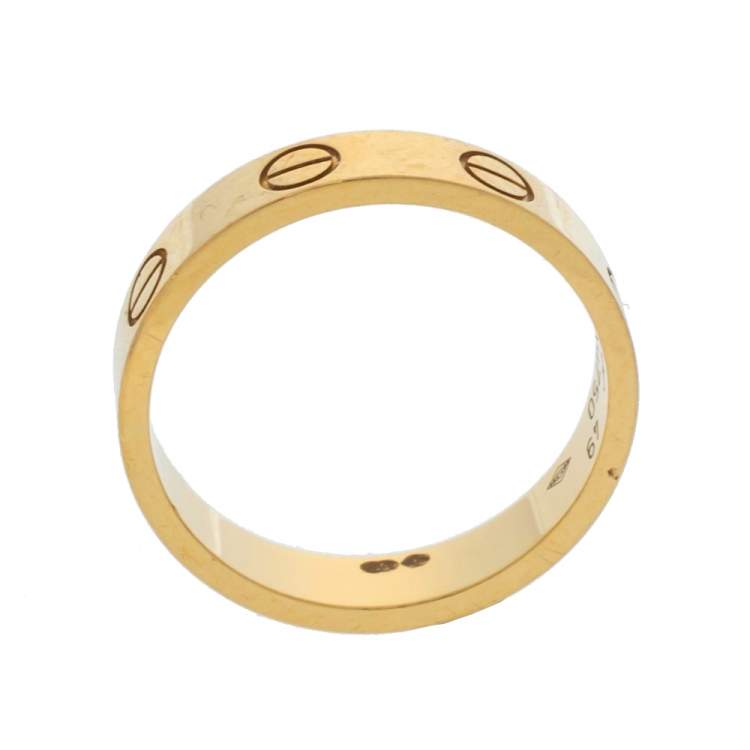 Pre Owned Cartier Love 18K Yellow Gold Narrow Band Ring Size 49