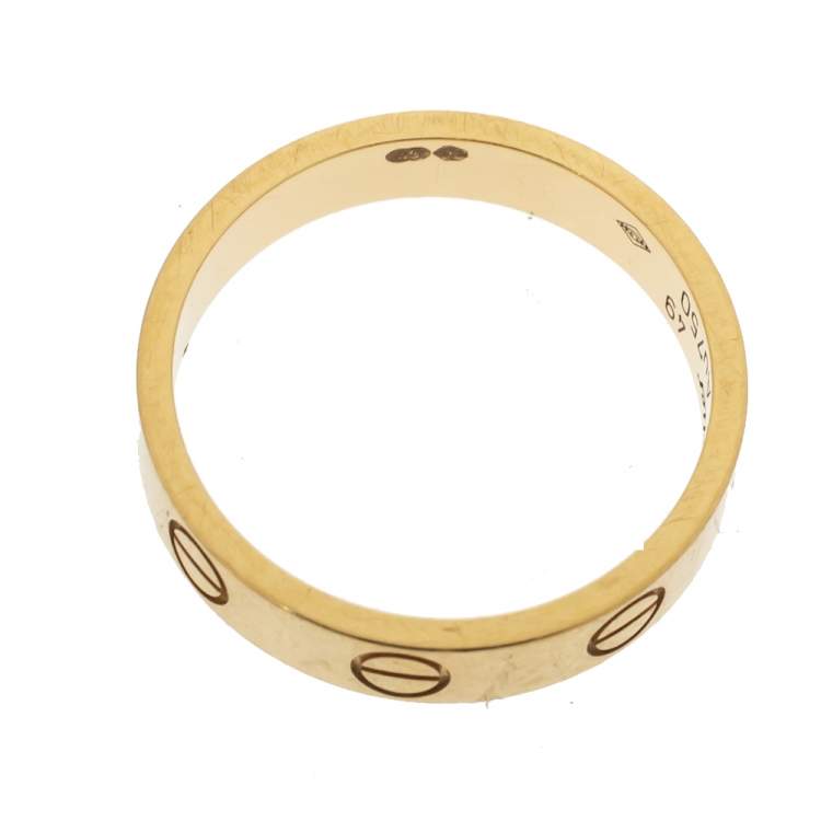 Pre Owned Cartier Love 18K Yellow Gold Narrow Band Ring Size 49