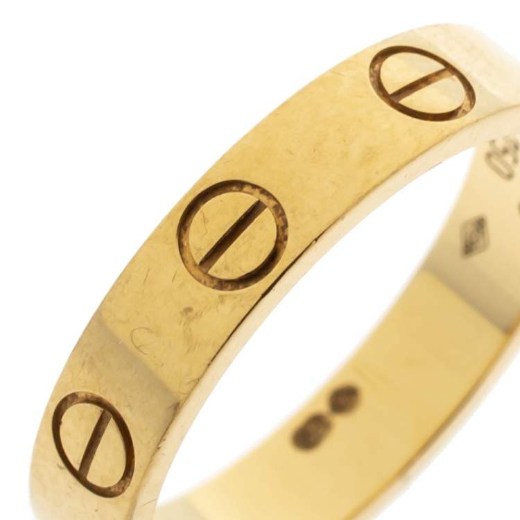 Pre Owned Cartier Love 18K Yellow Gold Narrow Band Ring Size 49