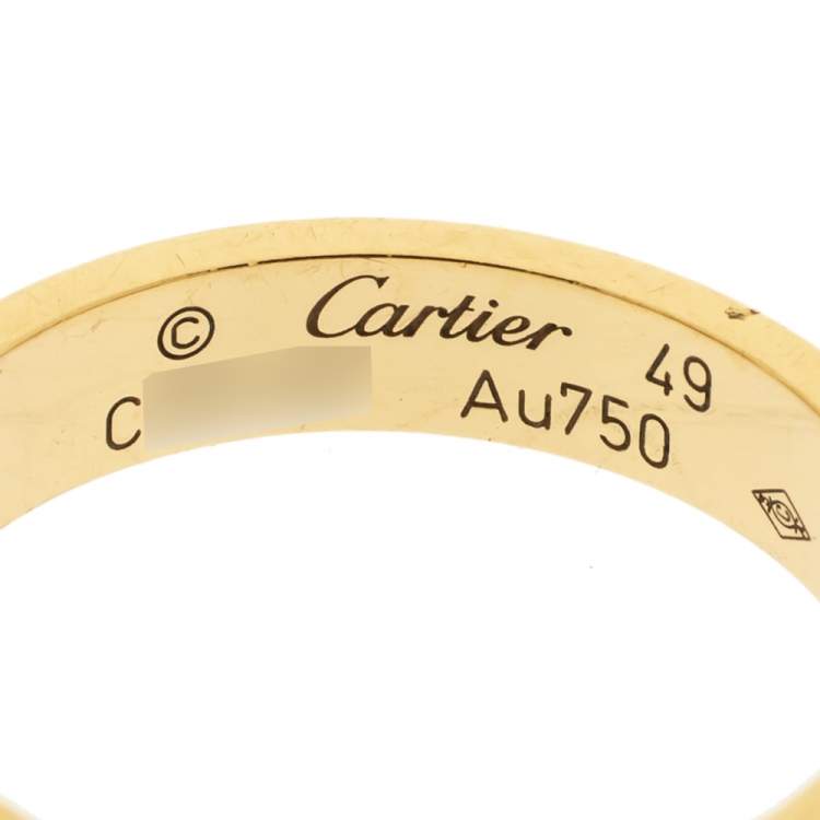 Pre Owned Cartier Love 18K Yellow Gold Narrow Band Ring Size 49