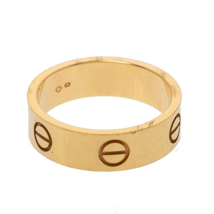 Pre Owned Cartier Love 18K Yellow Gold Band Ring Size 54