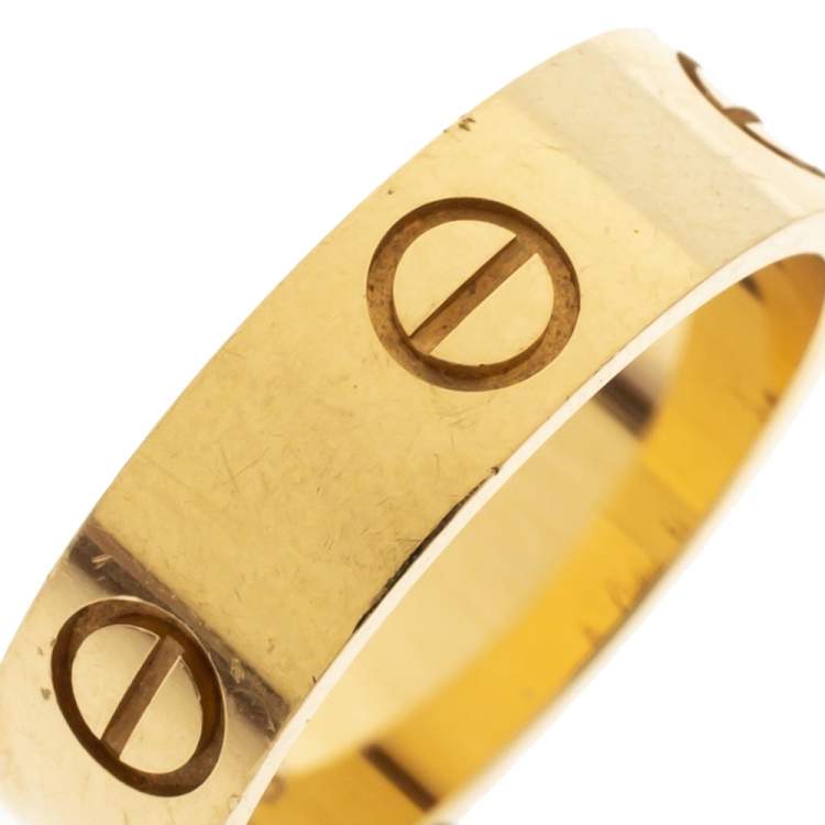 Pre Owned Cartier Love 18K Yellow Gold Band Ring Size 54
