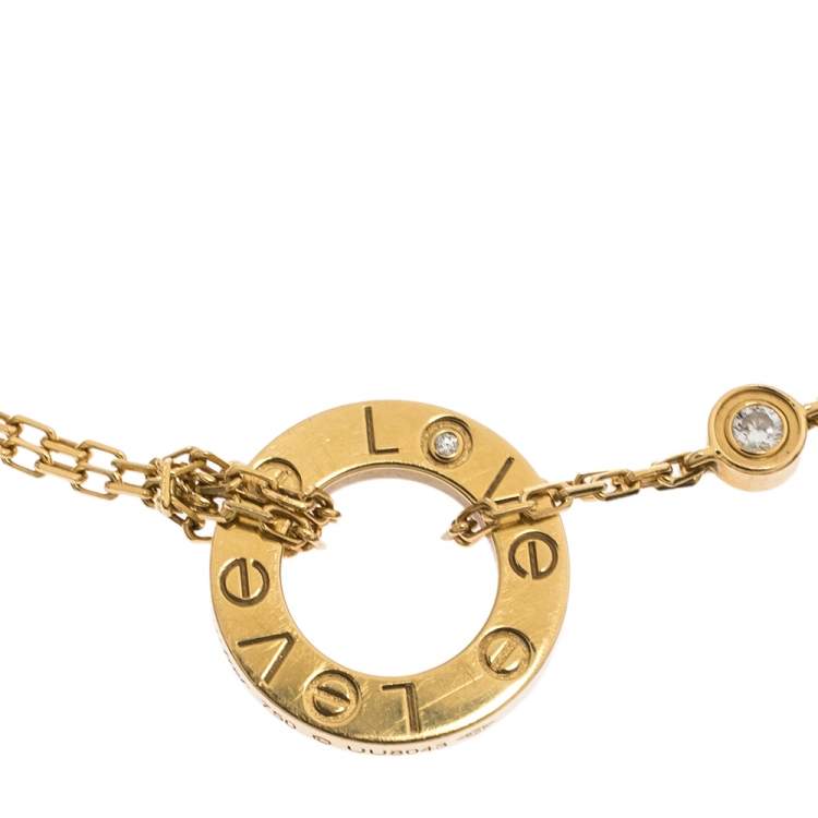 Pre Owned Cartier Love Diamond 18K Yellow Gold Chain Bracelet