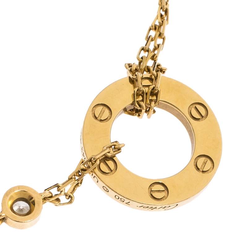 Pre Owned Cartier Love Diamond 18K Yellow Gold Chain Bracelet