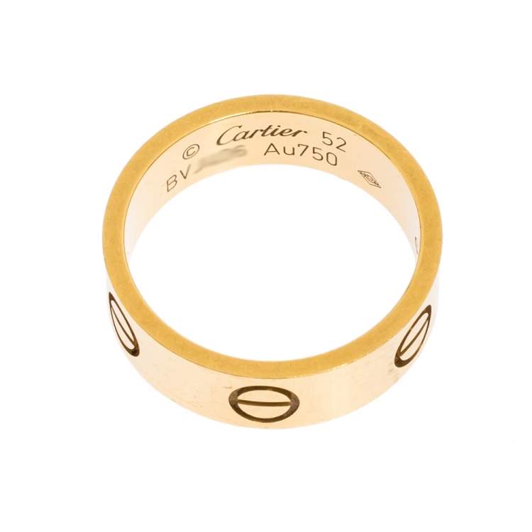 Pre Owned Cartier Love 18K Yellow Gold Band Ring Size 52