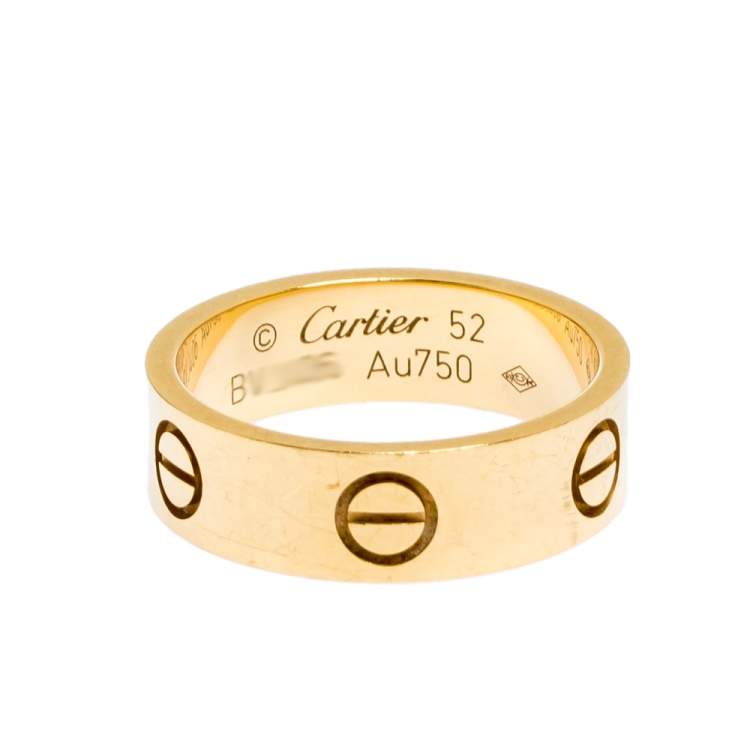Pre Owned Cartier Love 18K Yellow Gold Band Ring Size 52