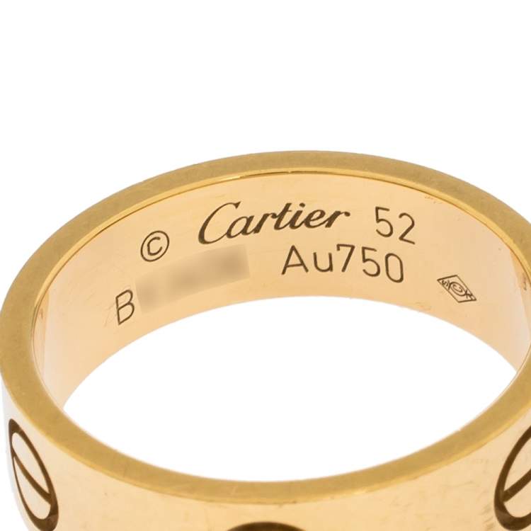 Pre Owned Cartier Love 18K Yellow Gold Band Ring Size 52