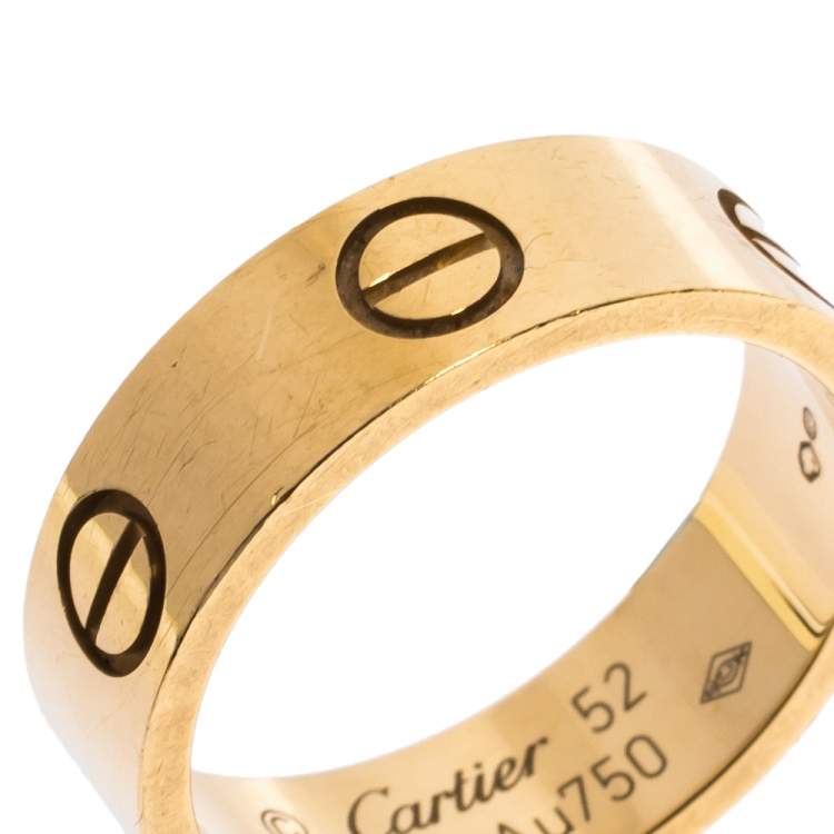 Pre Owned Cartier Love 18K Yellow Gold Band Ring Size 52