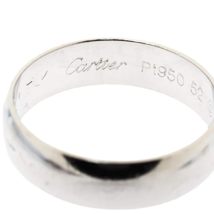 Pre Owned Cartier 1895 Platinum Wedding Band Ring Size 52