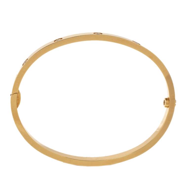 مملوكة مسبقًا Cartier Love 10 Diamond 18K Yellow Gold Narrow Bangle Bracelet 15