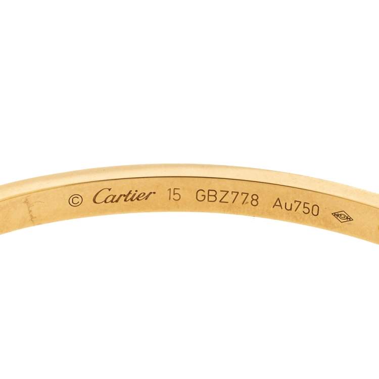 مملوكة مسبقًا Cartier Love 10 Diamond 18K Yellow Gold Narrow Bangle Bracelet 15