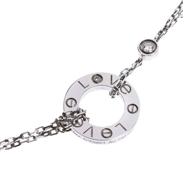 Pre Owned Cartier Love 2 Diamonds 18K White Gold Necklace