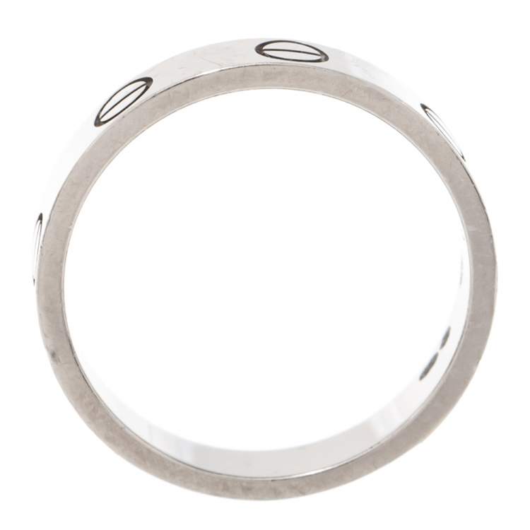 Pre Owned Cartier Love 18K White Gold Narrow Wedding Band Ring Size 49