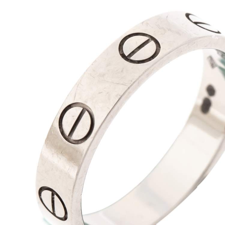 Pre Owned Cartier Love 18K White Gold Narrow Wedding Band Ring Size 49