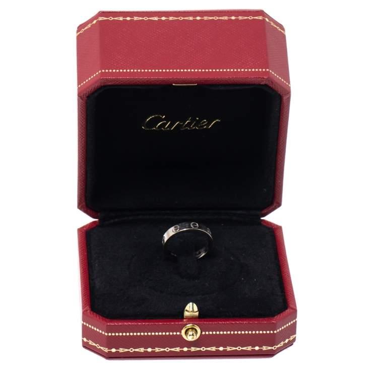 Pre Owned Cartier Love 18K White Gold Narrow Wedding Band Ring Size 49