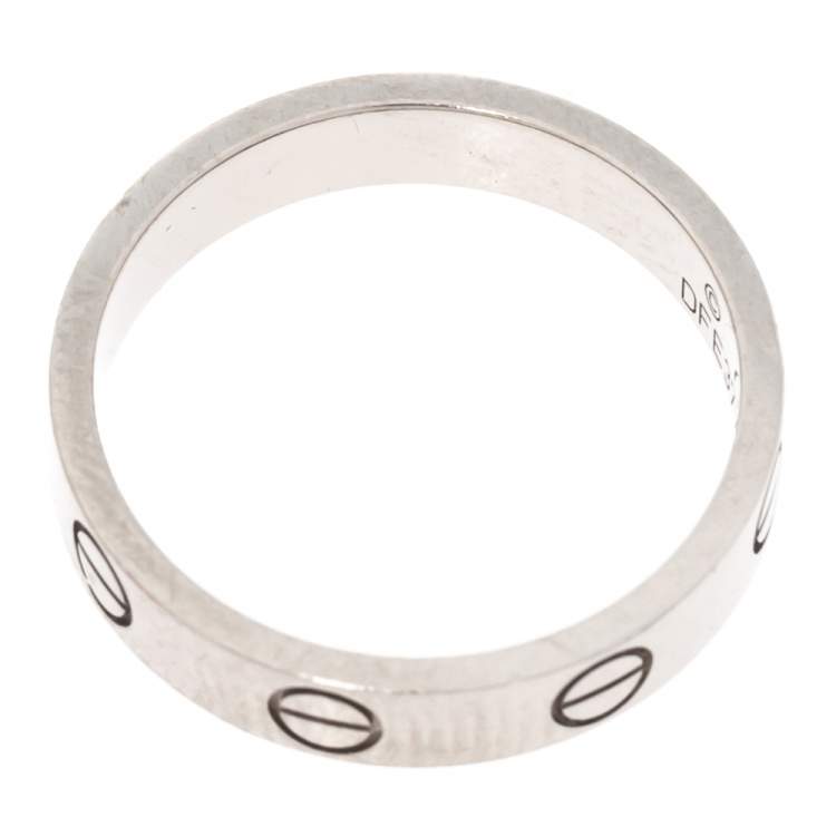 Pre Owned Cartier Love 18K White Gold Narrow Wedding Band Ring Size 49
