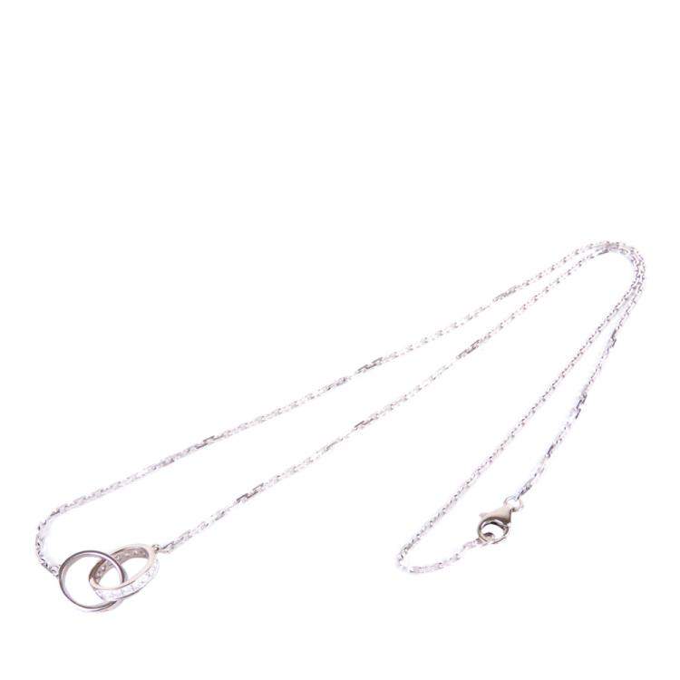 Pre Owned Cartier Love 18K White Gold Diamond Necklace 